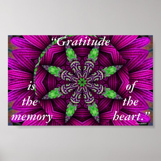 Gratitude Floral Kaleidoscopic Poster Mandala (Devant)