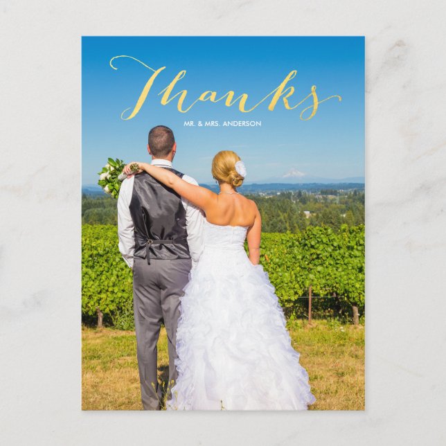 Gratitude Gold | Carte postale Mariage photo (Devant)