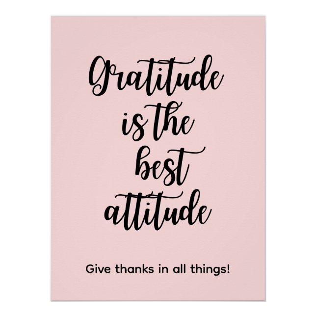 Gratitude is the best attitude Pink Wall Poster (Devant)