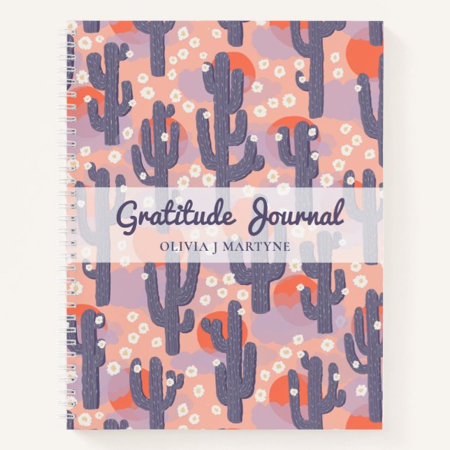 Gratitude Journal Moderne Cactus Personnalisé (Devant)