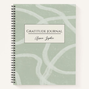 Gratitude Journal nom personnalisé Green Sage Blan