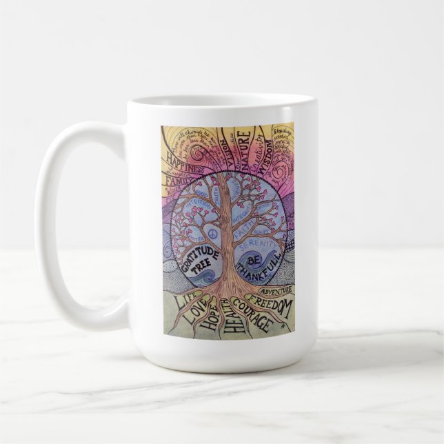 Gratitude Tree Inspirational 15oz mug (Gauche)