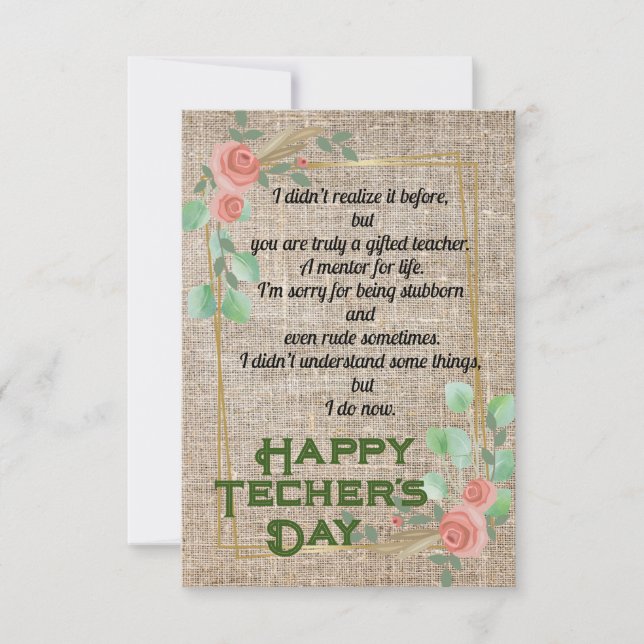 Gratuit pour votre professeur Carte de voeux plate (Devant)