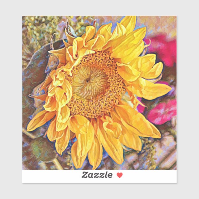 Gratuit Tournesol Coloré Art Grand Sticker (Feuille)