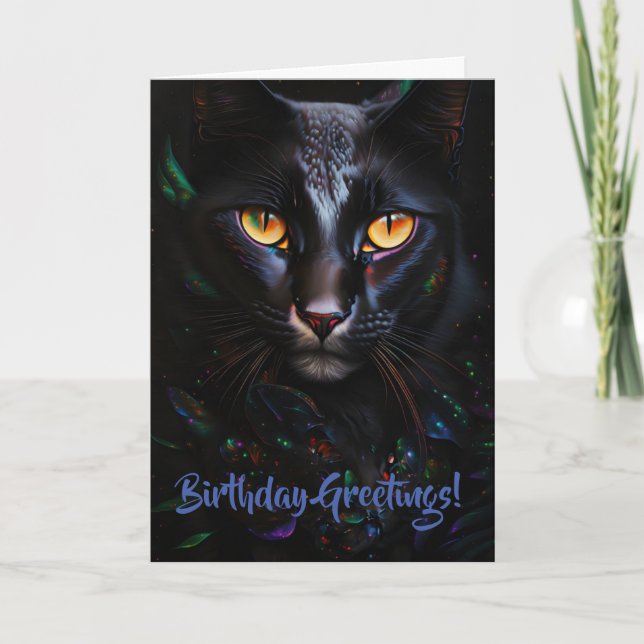 Grave Chat noir Whimsical Pun Carte d'anniversaire (Devant)