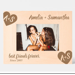 Gravés Cadres en bois personnalisés avec nom et monogramm