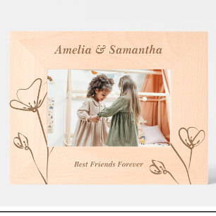 Gravés Cadres en bois personnalisés Fleurs d'amis élégant