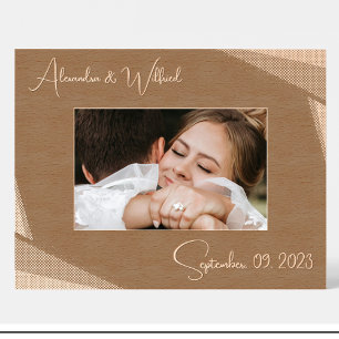 Gravés Cadres photo en bois personnalisés date de mariage