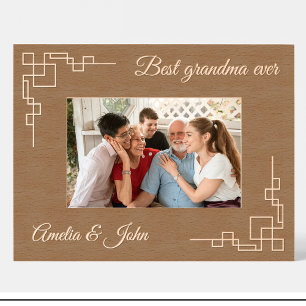 Gravés Cadres photo en bois personnalisés grand-mère géom