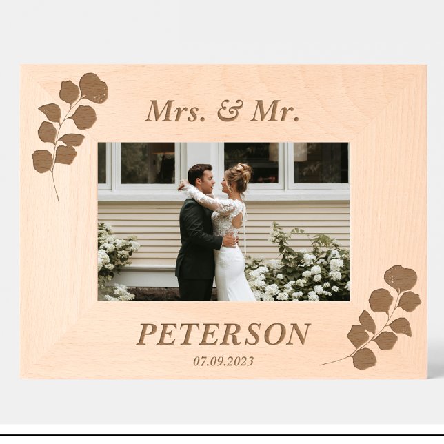 Gravés Fleurs de mariage simples cadres photo en bois per (Créateur téléchargé)
