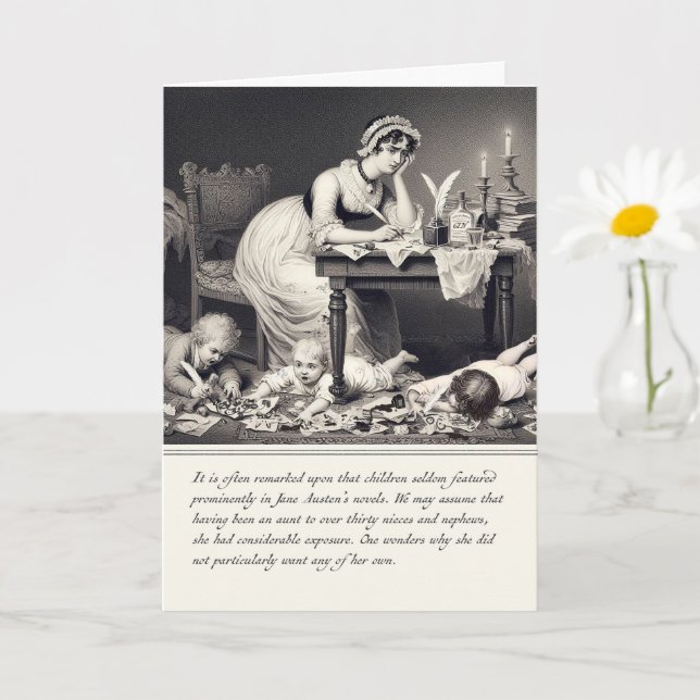 Gravure Amusante de Jane Austen sur Carte (Petite plante)