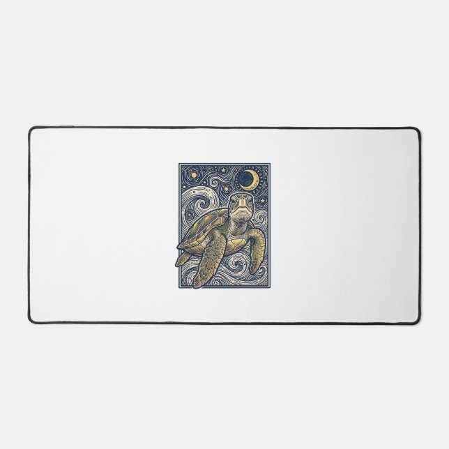 Gravure ancienne tortue marine nuit étoilée (Recto)
