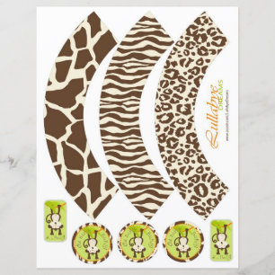 Gravure de cupcake Poster de animal singe et Pacif
