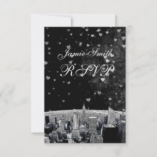 Gravure de la skyline de NYC #2 Noir Wht Cœur RSVP