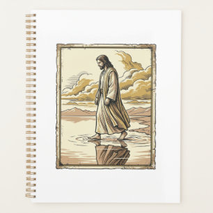 Gravure de marche spirituelle vintage sur l'eau