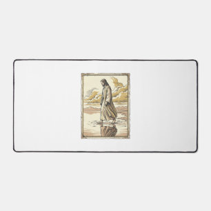 Gravure de marche spirituelle vintage sur l'eau