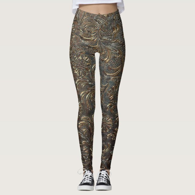 gravure motif bronze monochrome Leggings (Devant)