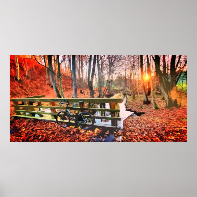 Gravure MTB en poster pastel bois (Devant)