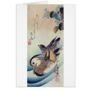 Gravure sur bois en couleur de canards de