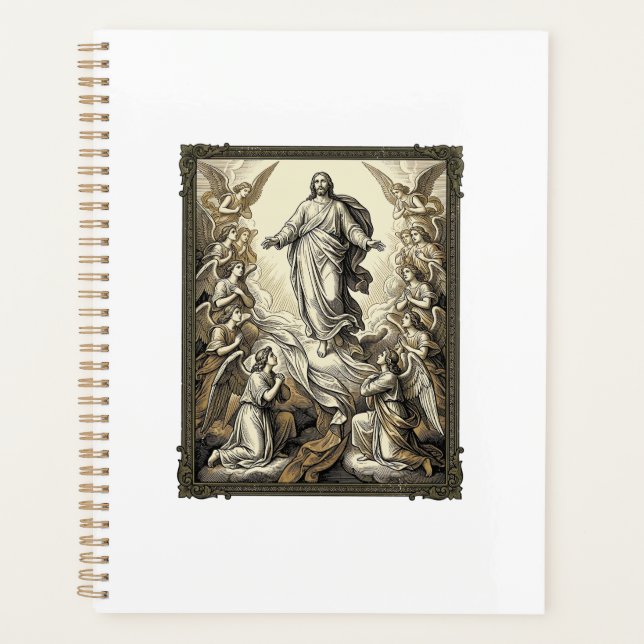 Gravure vectorielle d'art vintage d'ange d'ascensi (Devant)