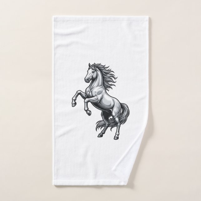 Gravure Vintage Cheval Cabré Vector Design_1 (Serviette à main)