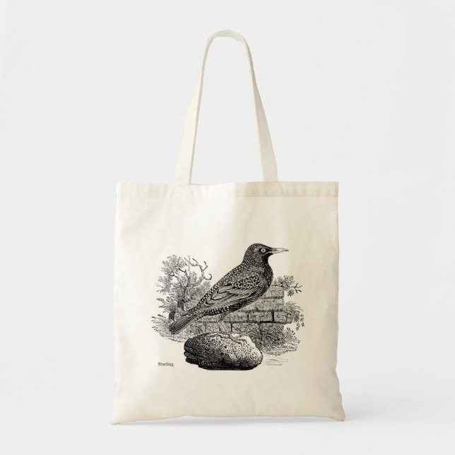 Gravures d'oiseaux - un Sac fourre-tout Starling (Devant)