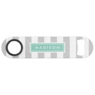 Gray and Aqua Preppy Stripes Monogramme