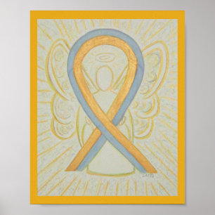 Gray and Gold Awareness Ribbon Angel Poster