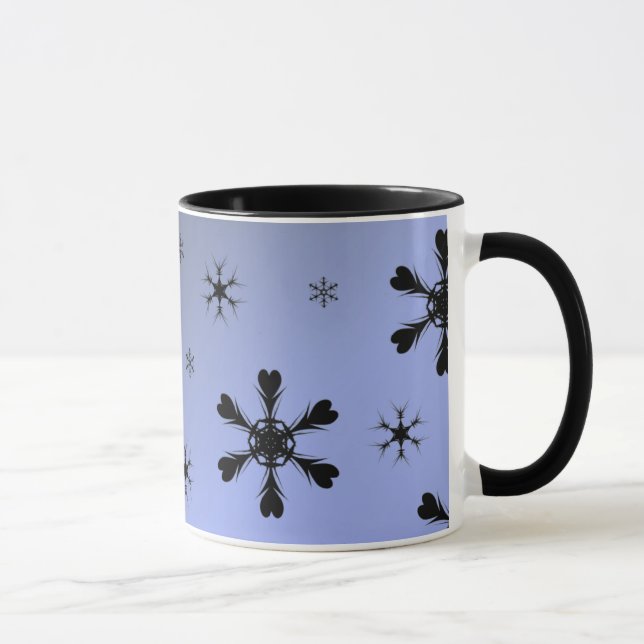 Gray Blue Snowflakes Mug (Droite)