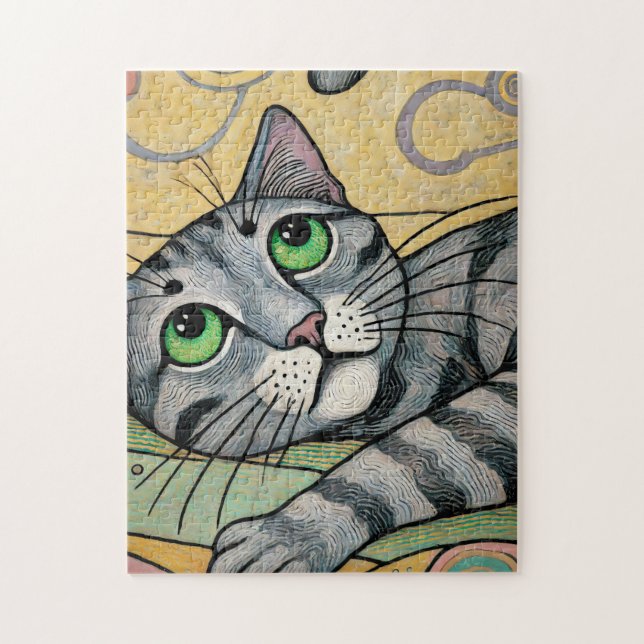 Gray Cat 250 Piece Puzzle (Vertical)