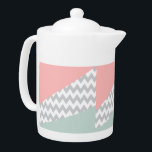 Gray Chevron Mint et Coral<br><div class="desc">Coins en diagonale vert menthe et corail avec centre en chevron gris</div>