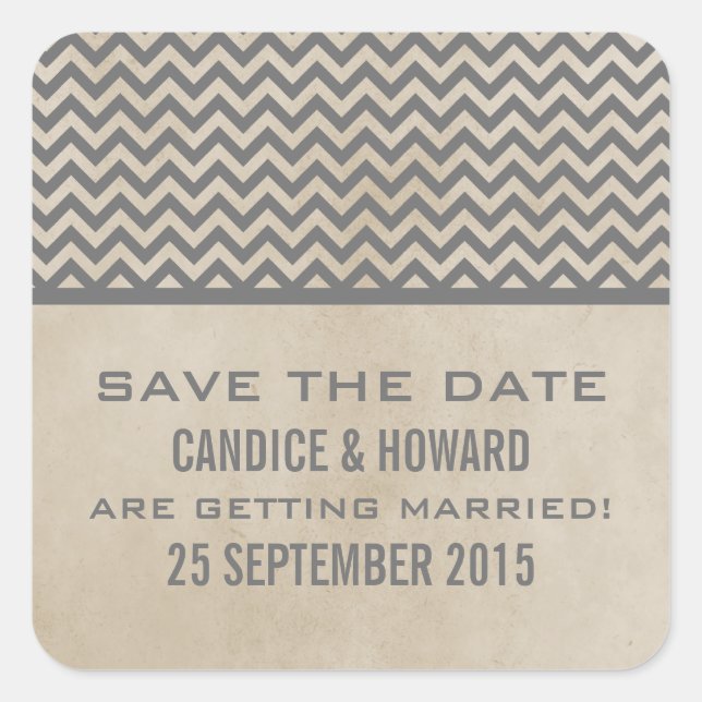 Gray Chic Chevron Enregistrer les stickers Date (Devant)