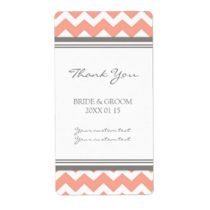 Gray Coral Chevron Étiquettes de mariage