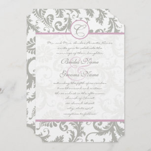 Gray Damask Sweet Lilac Mariage Invitations
