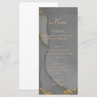 Gray Glitter Alcohol Ink Chic Flat Menu