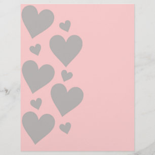 Gray hearts on a rose background