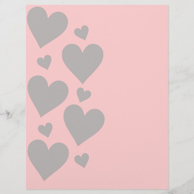 Gray hearts on a rose background (Devant)