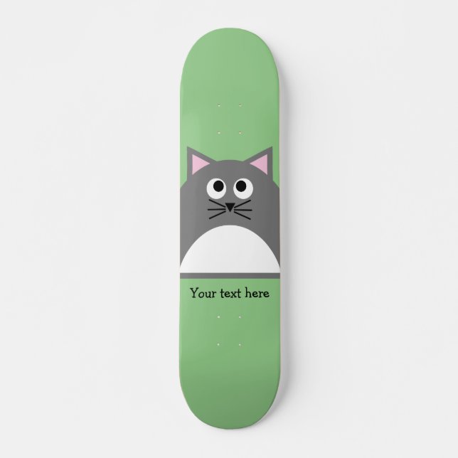 Gray Kitty Chat Skateboard personnalisé (Devant)