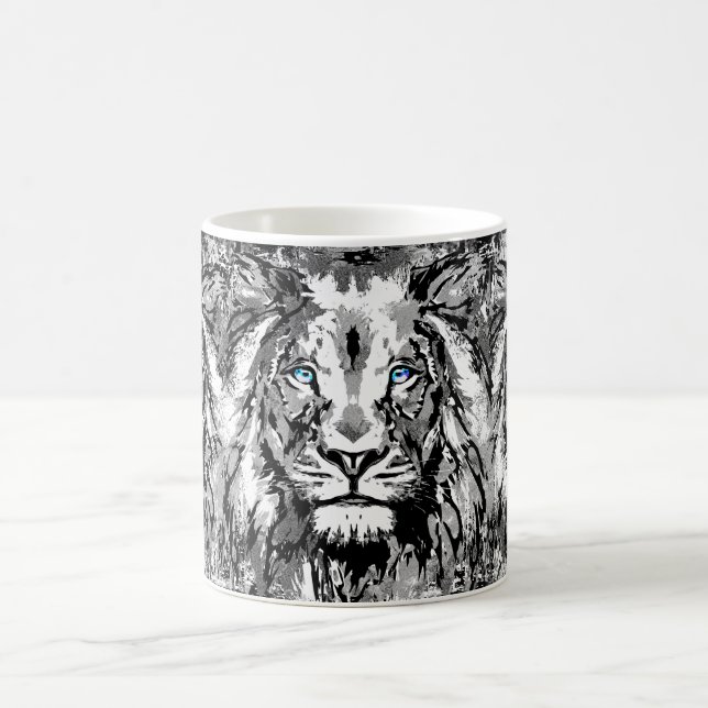 Gray Lion Coffee Mug - Tête de lion dessin (Centre)