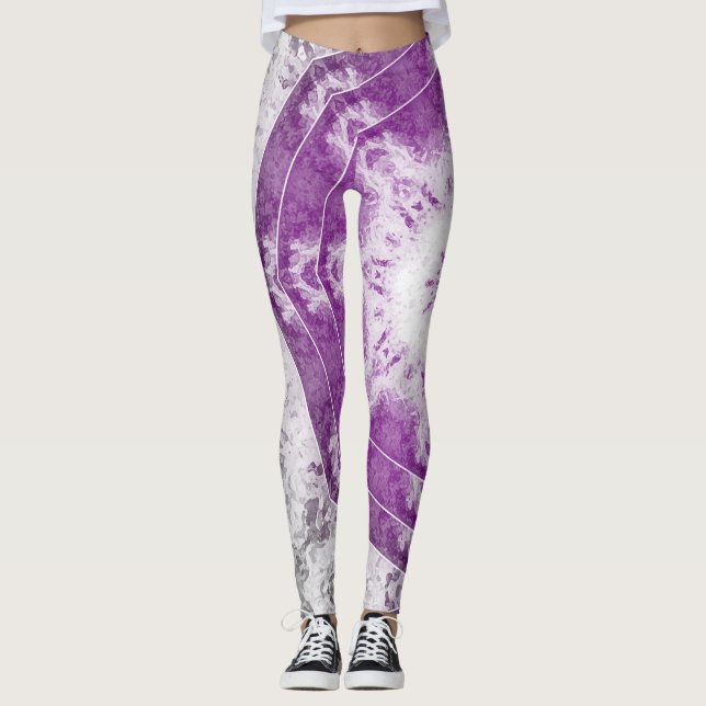 Gray Pink Fractal Art Leggings (Devant)