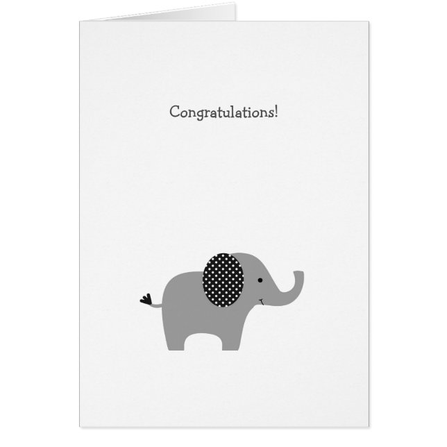 Gray Polka Dot Elephant Baby Congrats Card (Devant)
