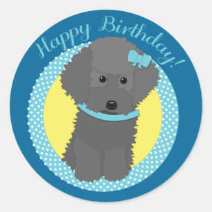 Gray Poodle Joyeux Stickers Anniversaire