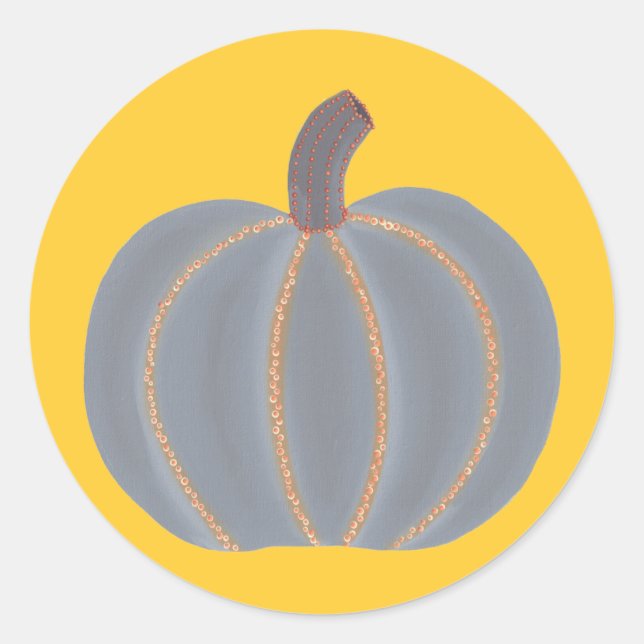 Gray Pumpkin Orange Lights Halloween Stickers (Devant)