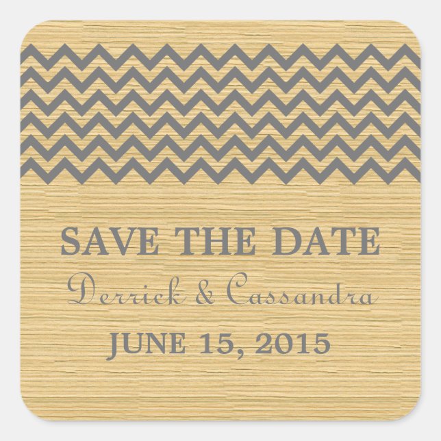 Gray Rustic Chevron Enregistrer les stickers Date (Devant)