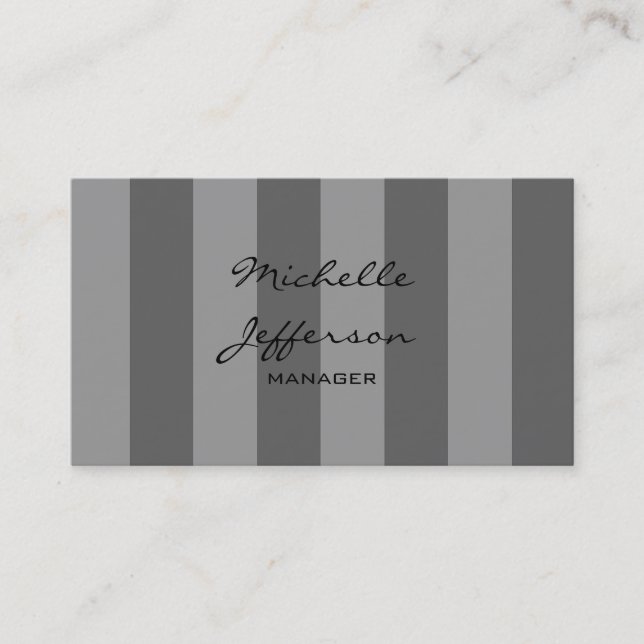 Gray Shades Stripes Motif Manager Carte de visite (Devant)