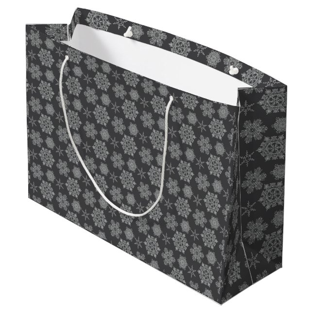 Gray Snowflake Noël Designs Sac cadeau (Dos Angle)