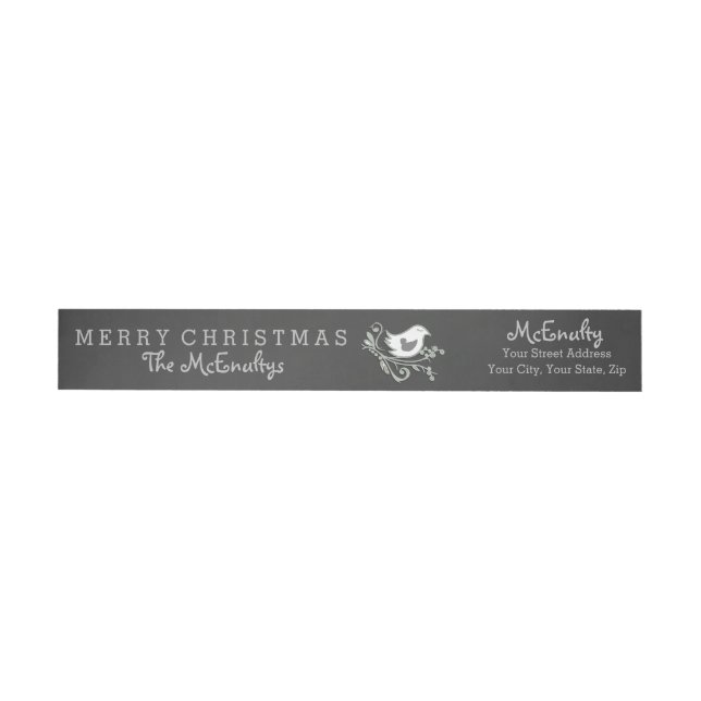 Gray Solls Chalkboard Holiday Wraparound Étiquette (Individuel)