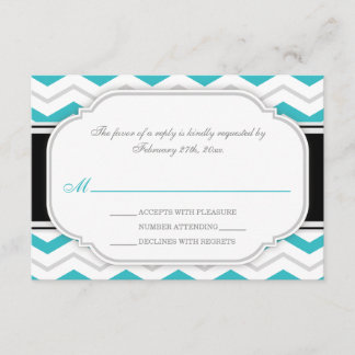 Gray Turquoise Chevron Réception de mariage RSVP C