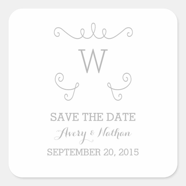 Gray Whimsical Flourish Enregistrer les stickers D (Devant)