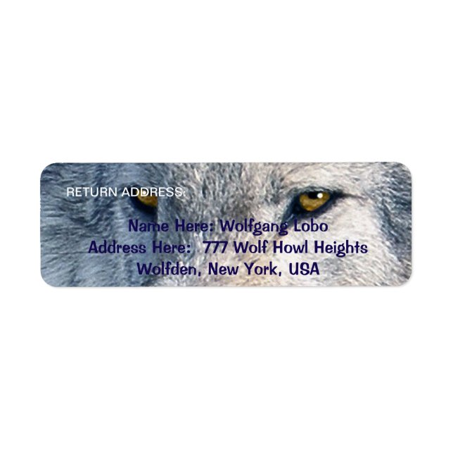 GRAY WOLF EYES Faune Retour Adresse Étiquettes (Devant)
